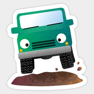 Cute 4X4 offroad vehicle cartoon car Sticker